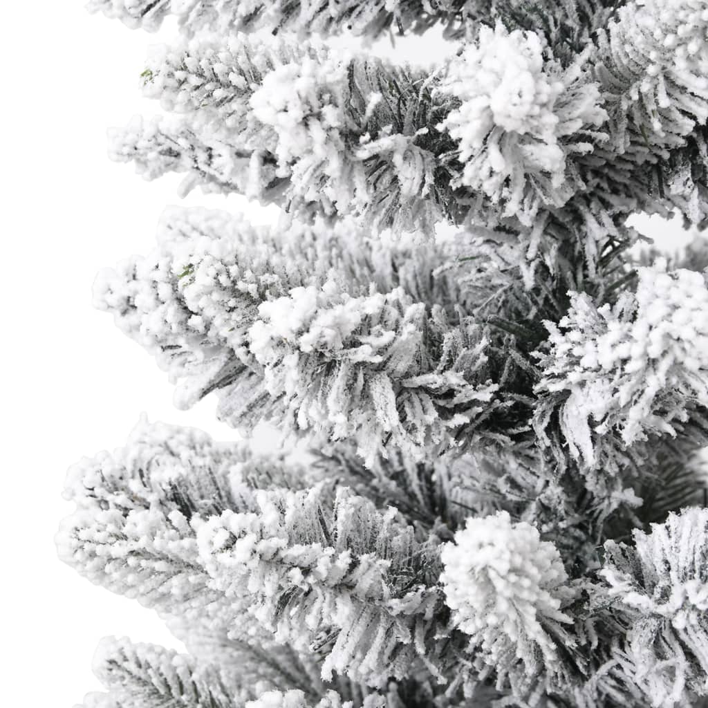 vidaXL Artificial Slim Christmas Tree with Flocked Snow 180 cm PVC&PE - White - 180 x 55 cm