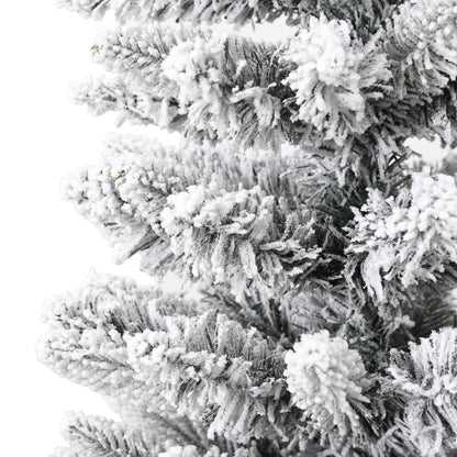 vidaXL Artificial Slim Christmas Tree with Flocked Snow 180 cm PVC&PE - White - 180 x 55 cm