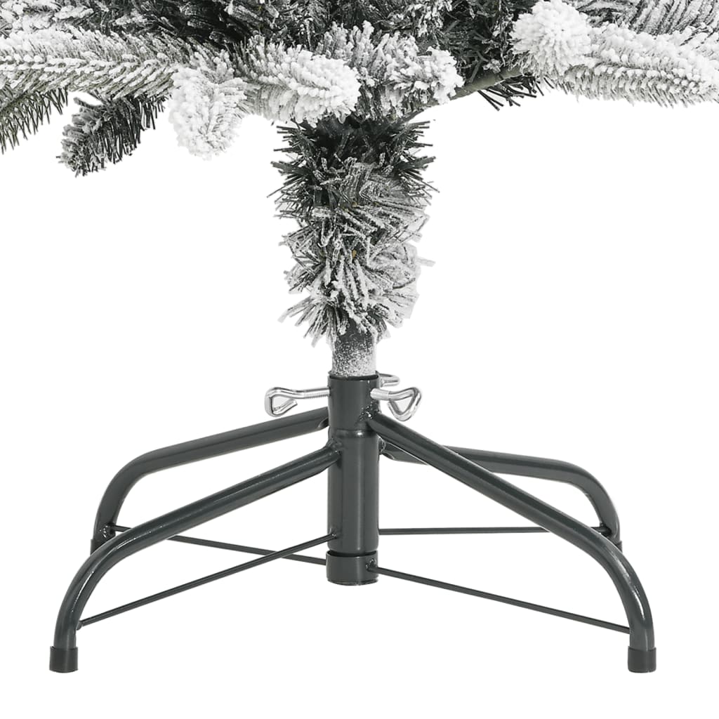 vidaXL Artificial Slim Christmas Tree with Flocked Snow 180 cm PVC&PE - White - 180 x 55 cm