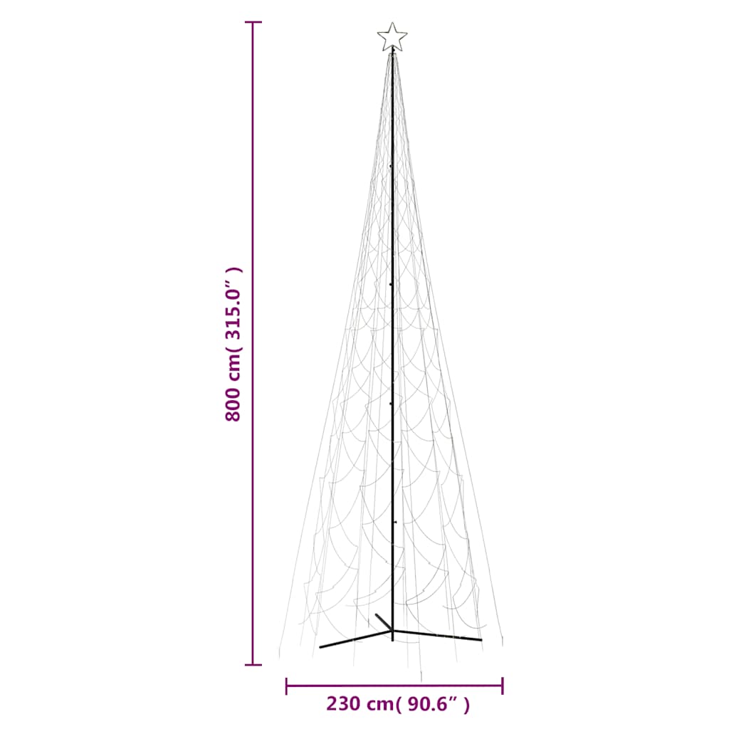 vidaXL Christmas Cone Tree Warm White 3000 LEDs 230x800 cm - 800 x 230 cm