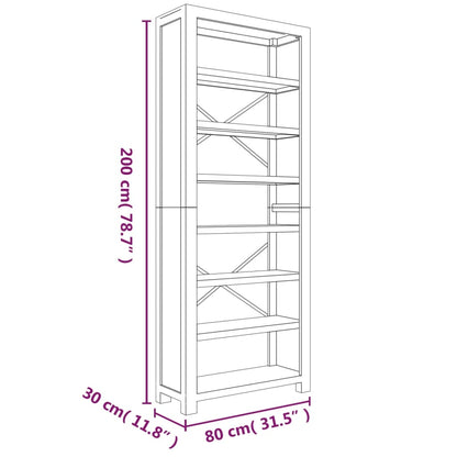 vidaXL 7-Tier Bookcase 80x30x200 cm Solid Wood Acacia - Brown