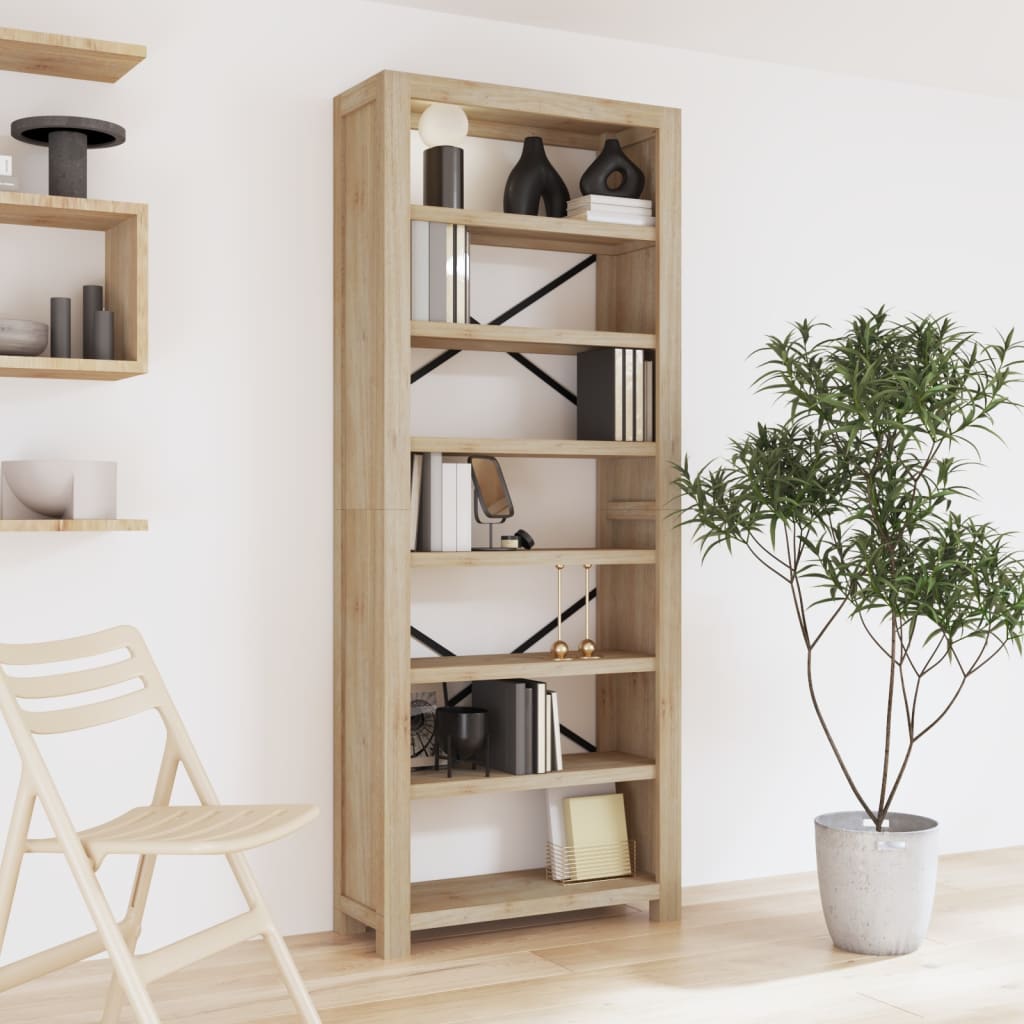 vidaXL 7-Tier Bookcase 80x30x200 cm Solid Wood Acacia - Brown