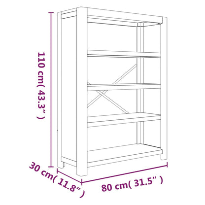 vidaXL 4-Tier Bookcase 80x30x110 cm Solid Wood Acacia - Brown