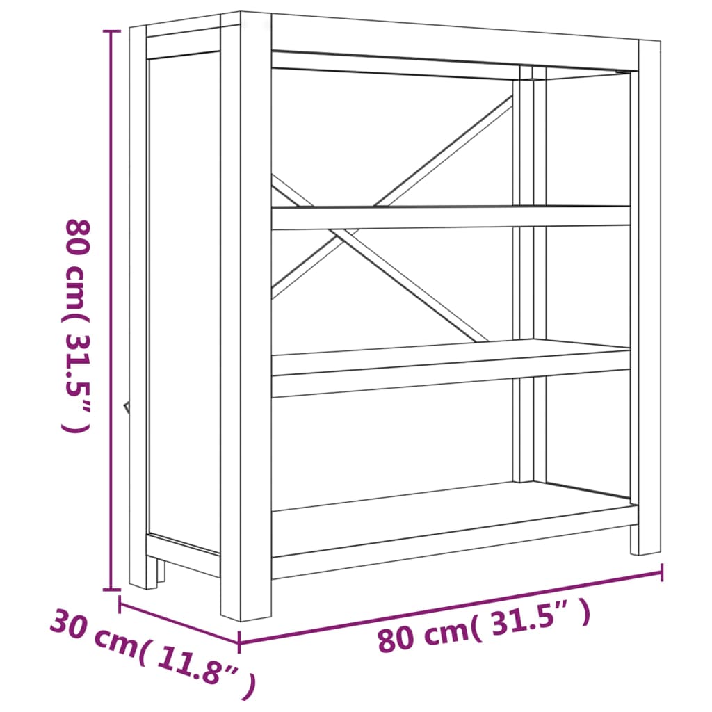 vidaXL 3-Tier Bookcase 80x30x80 cm Solid Wood Acacia - Brown