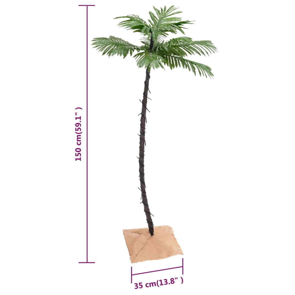 vidaXL LED Palm Tree Warm White 88 LEDs 150 cm