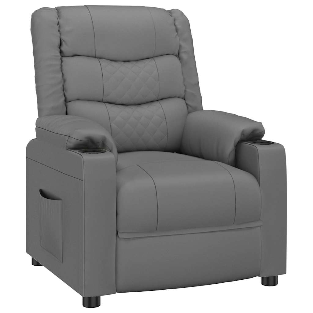 vidaXL Recliner Chair Grey Faux Leather - 66311
