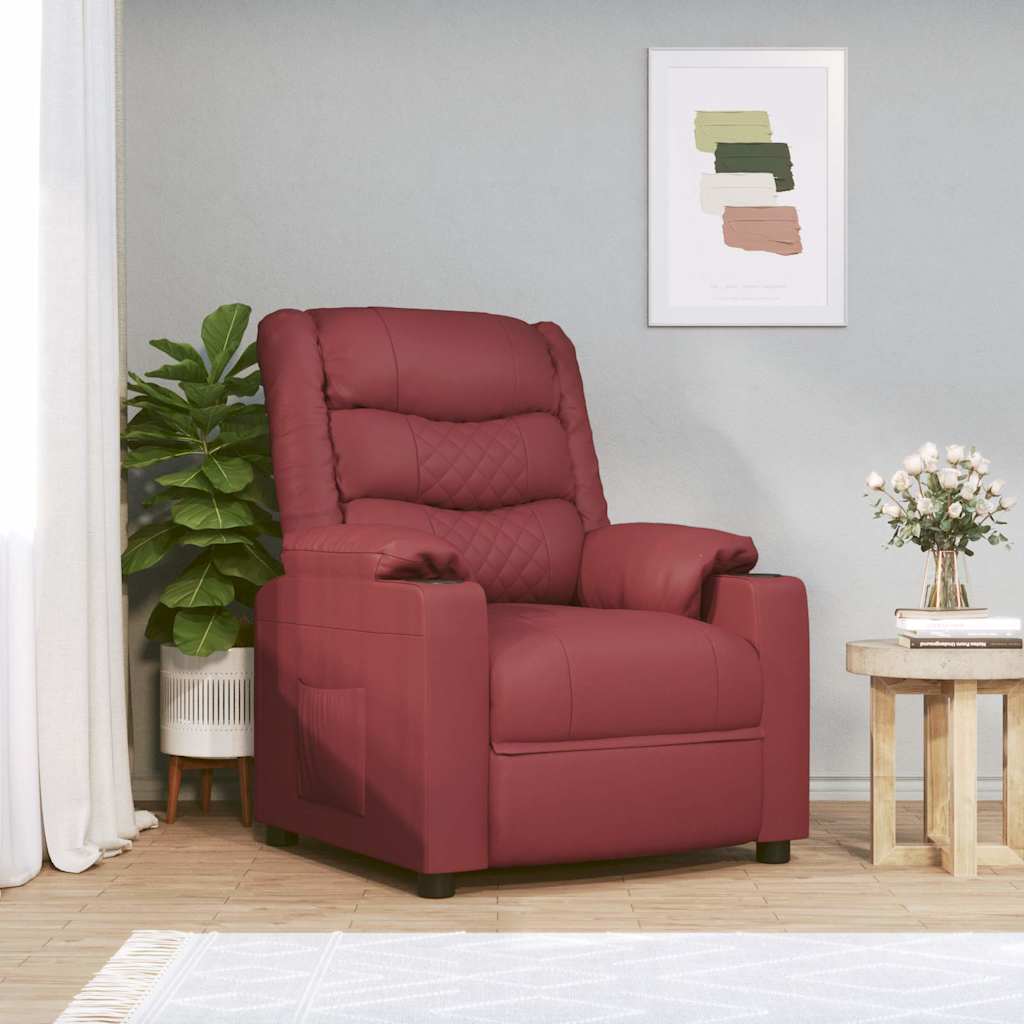 vidaXL Recliner Chair Wine Red Faux Leather - 66318