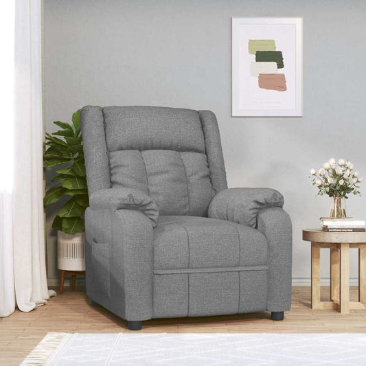 vidaXL Recliner Chair Light Grey Fabric - 66368