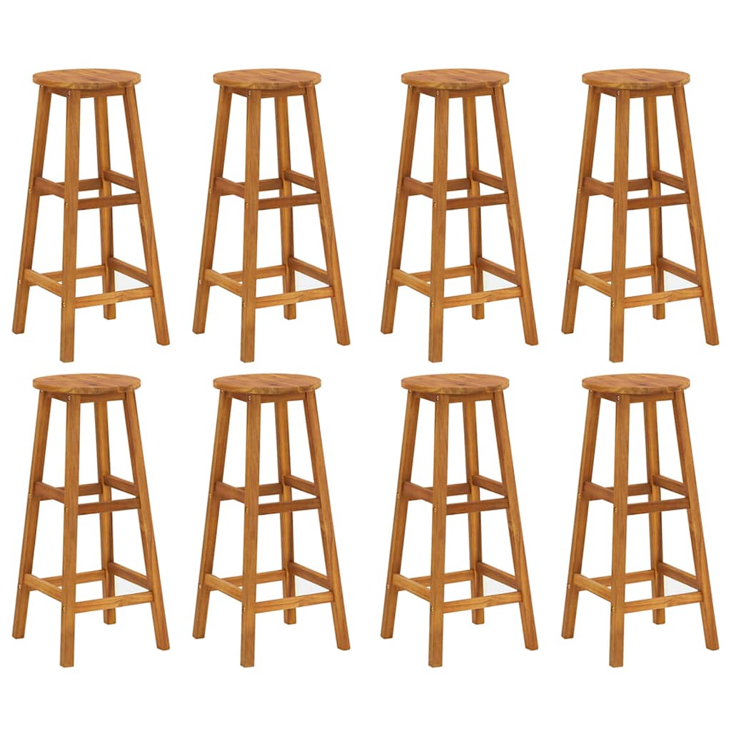 vidaXL Bar Stools 8 pcs Solid Wood Acacia - Brown - 34 x 34 x 76 cm