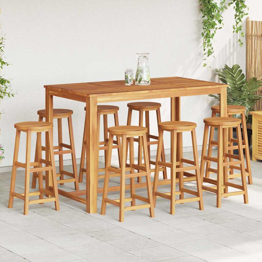vidaXL Bar Stools 8 pcs Solid Wood Acacia - Brown - 34 x 34 x 76 cm