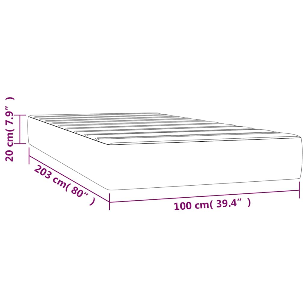 vidaXL Pocket Spring Bed Mattress Medium Light Grey 100x203x20 cm Twin XL - 203 x 100 x 20 cm