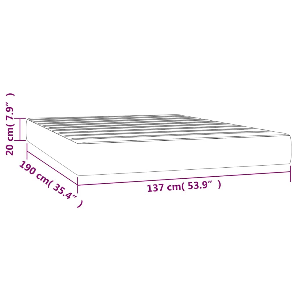 vidaXL Pocket Spring Bed Mattress Medium Light Grey 137x190x20 cm Full - 190 x 137 x 20 cm