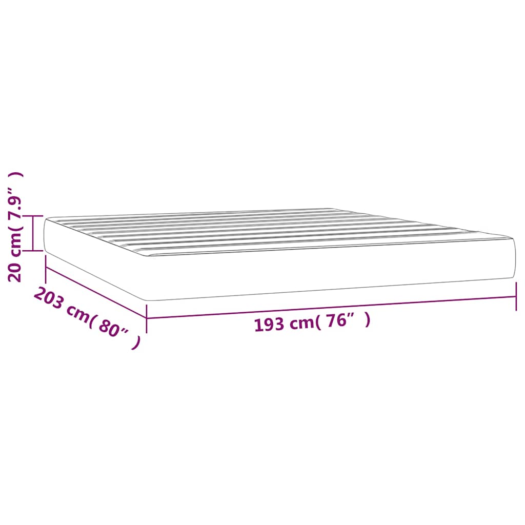 vidaXL Pocket Spring Bed Mattress Medium Light Grey 193x203x20 cm King - 203 x 193 x 20 cm