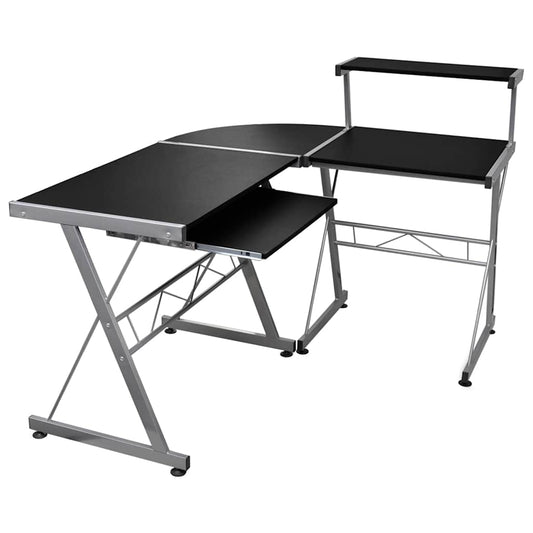 vidaXL Corner Computer Desk Black 132x112x99 cm Engineered Wood