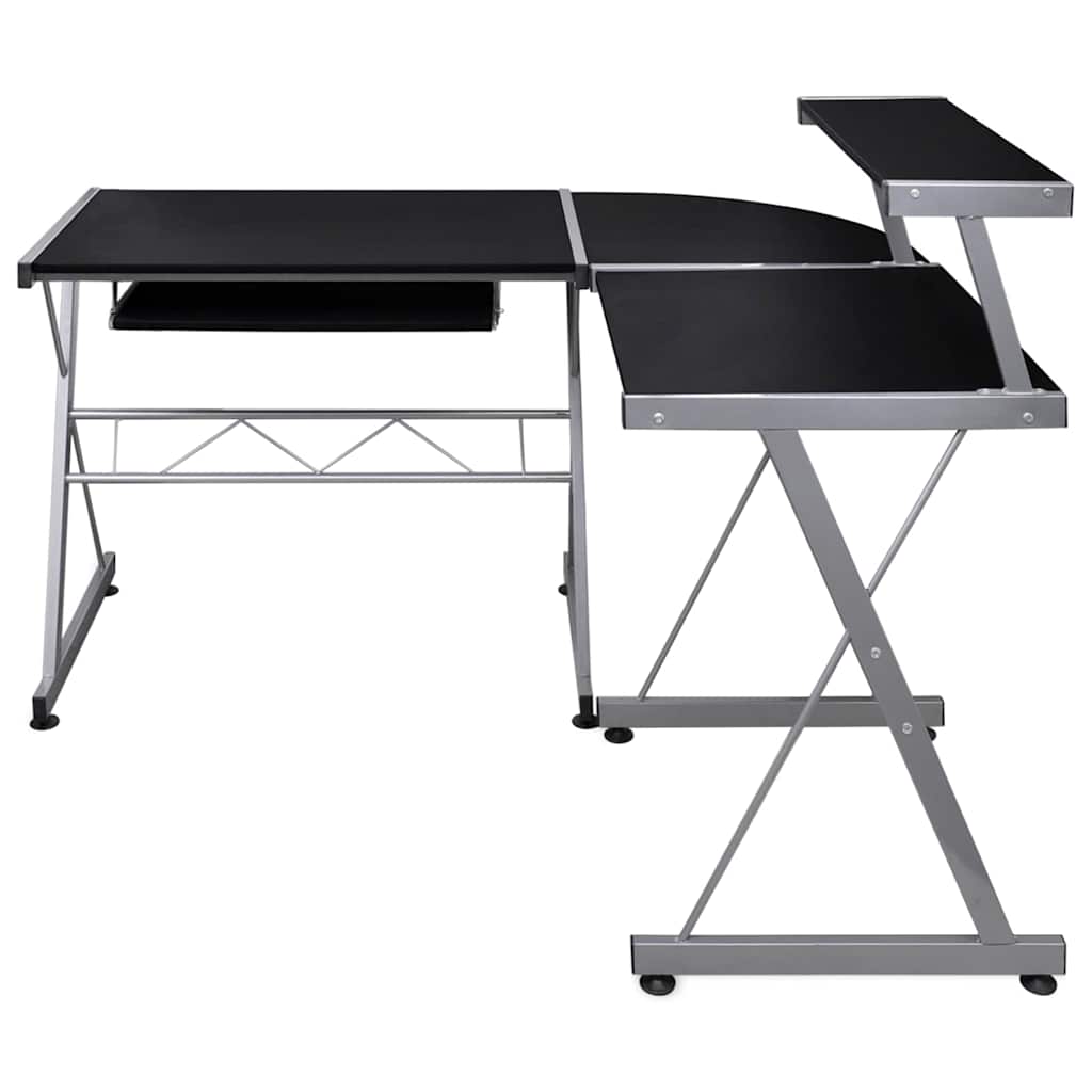 vidaXL Corner Computer Desk Black 132x112x99 cm Engineered Wood