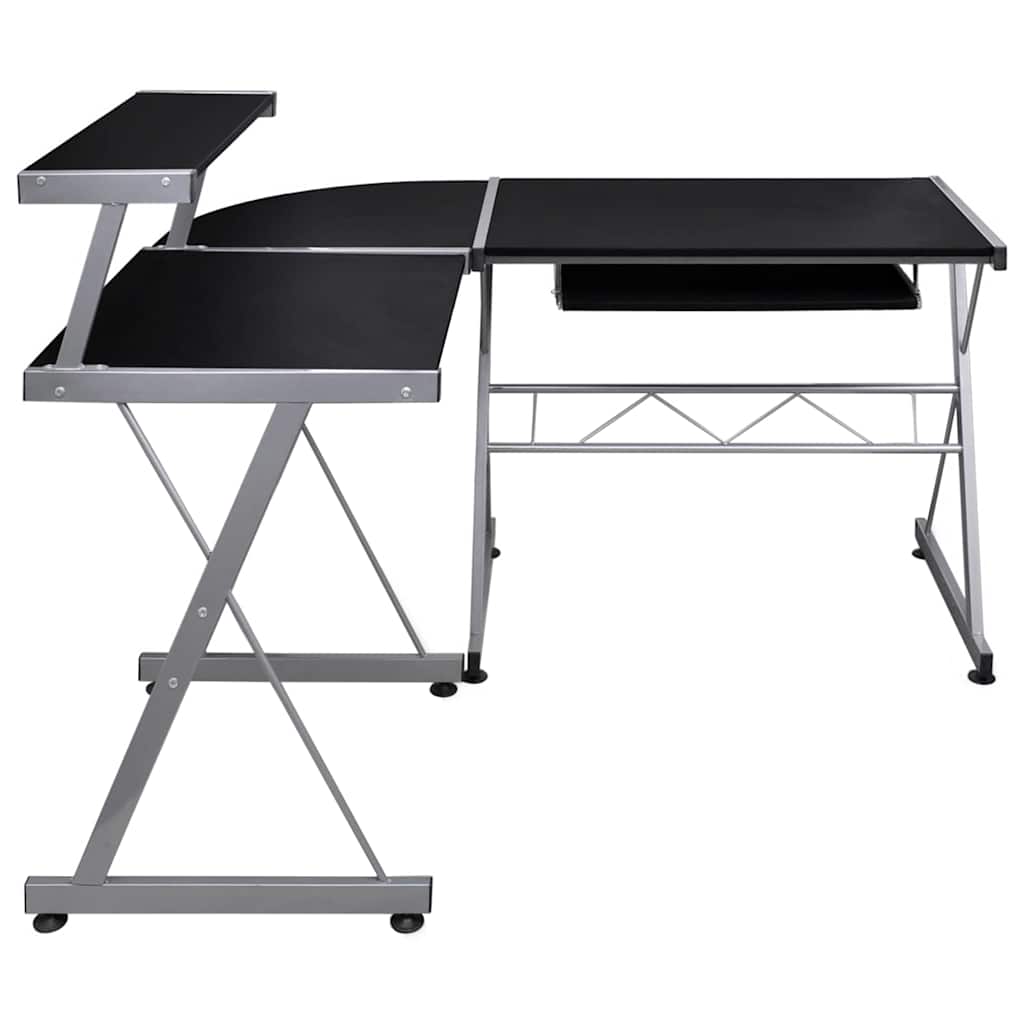 vidaXL Corner Computer Desk Black 132x112x99 cm Engineered Wood