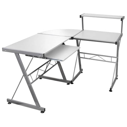 vidaXL Corner Computer Desk White 132x112x99 cm Engineered Wood