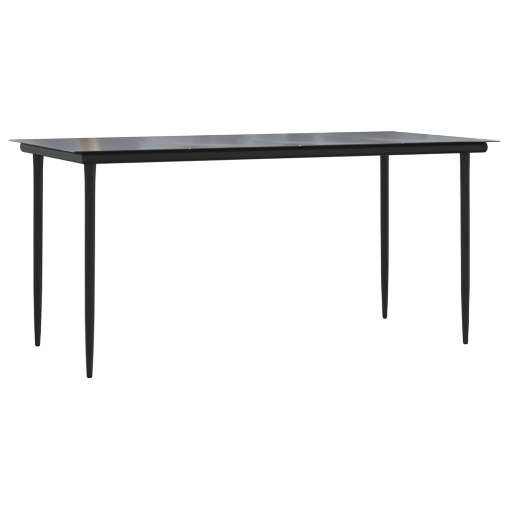vidaXL Garden Dining Table Black 160x80x74cm Steel and Tempered Glass - 160 x 80 x 74 cm
