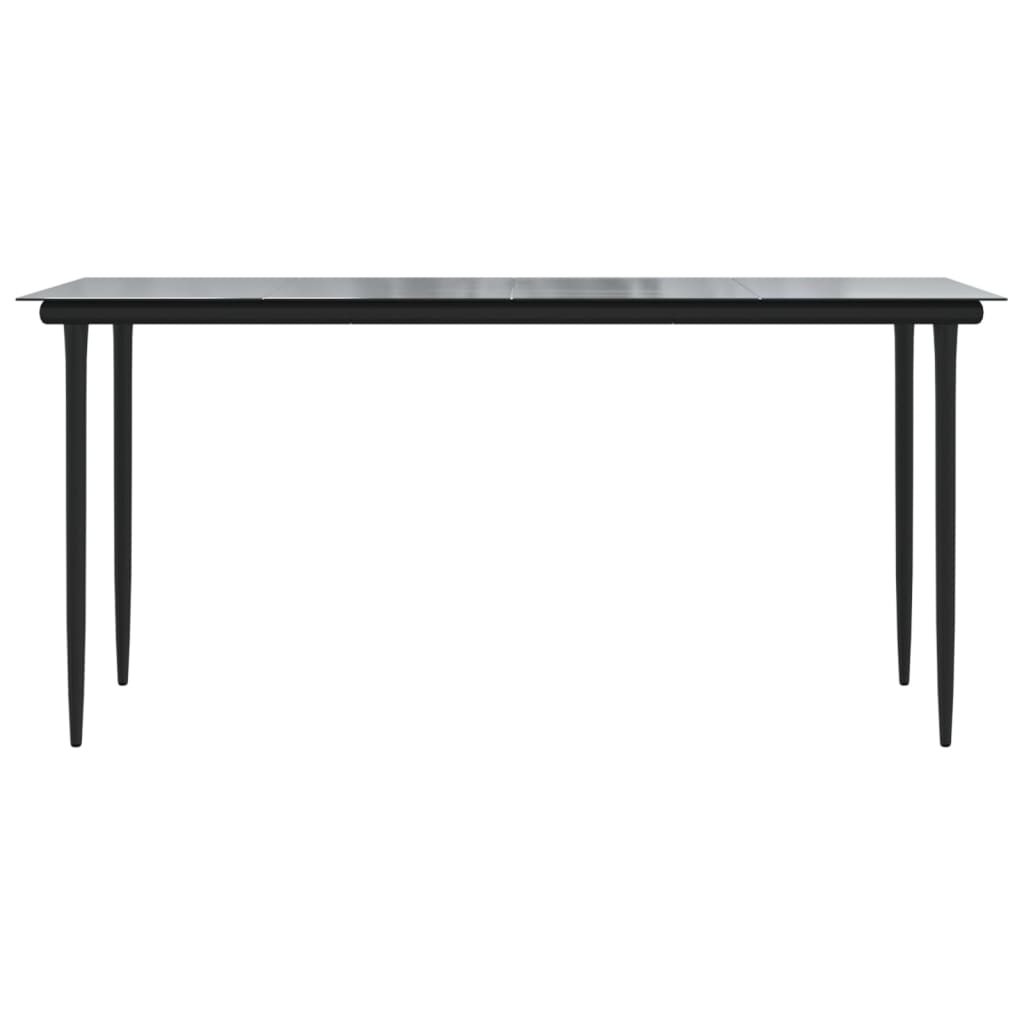 vidaXL Garden Dining Table Black 160x80x74cm Steel and Tempered Glass - 160 x 80 x 74 cm
