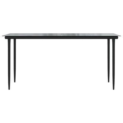 vidaXL Garden Dining Table Black 160x80x74cm Steel and Tempered Glass - 160 x 80 x 74 cm