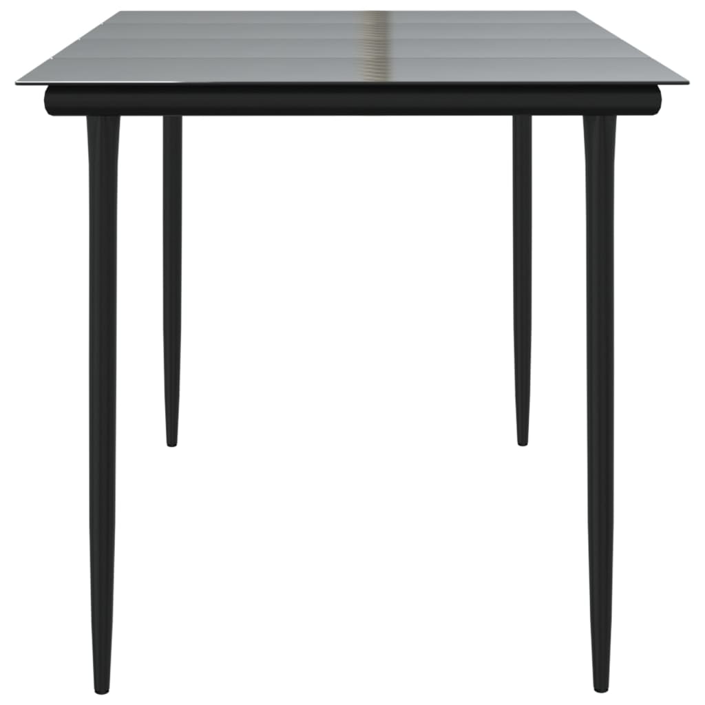 vidaXL Garden Dining Table Black 160x80x74cm Steel and Tempered Glass - 160 x 80 x 74 cm