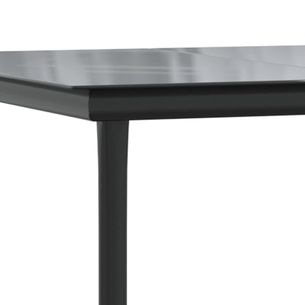 vidaXL Garden Dining Table Black 160x80x74cm Steel and Tempered Glass - 160 x 80 x 74 cm