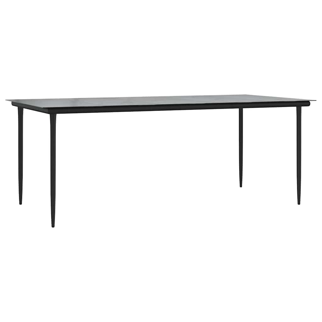 vidaXL Garden Dining Table Black 200x100x74cm Steel and Tempered Glass - 200 x 100 x 74 cm
