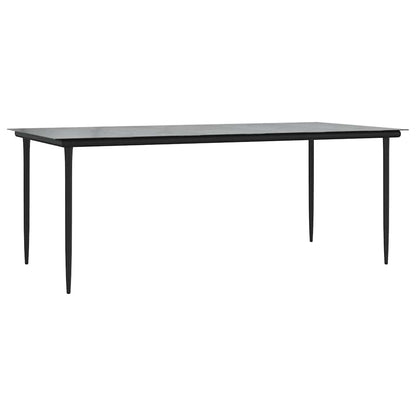vidaXL Garden Dining Table Black 200x100x74cm Steel and Tempered Glass - 200 x 100 x 74 cm