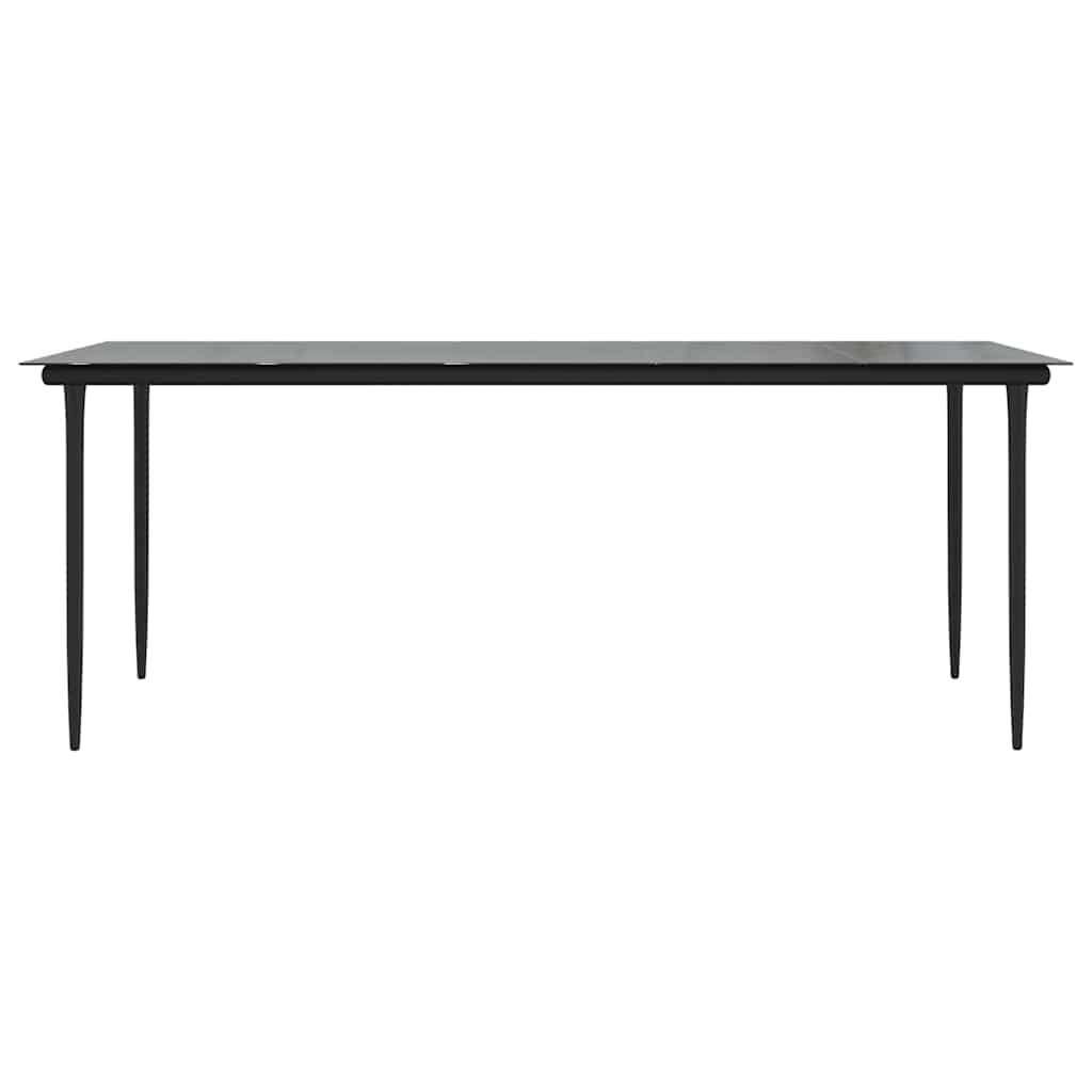 vidaXL Garden Dining Table Black 200x100x74cm Steel and Tempered Glass - 200 x 100 x 74 cm
