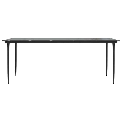 vidaXL Garden Dining Table Black 200x100x74cm Steel and Tempered Glass - 200 x 100 x 74 cm