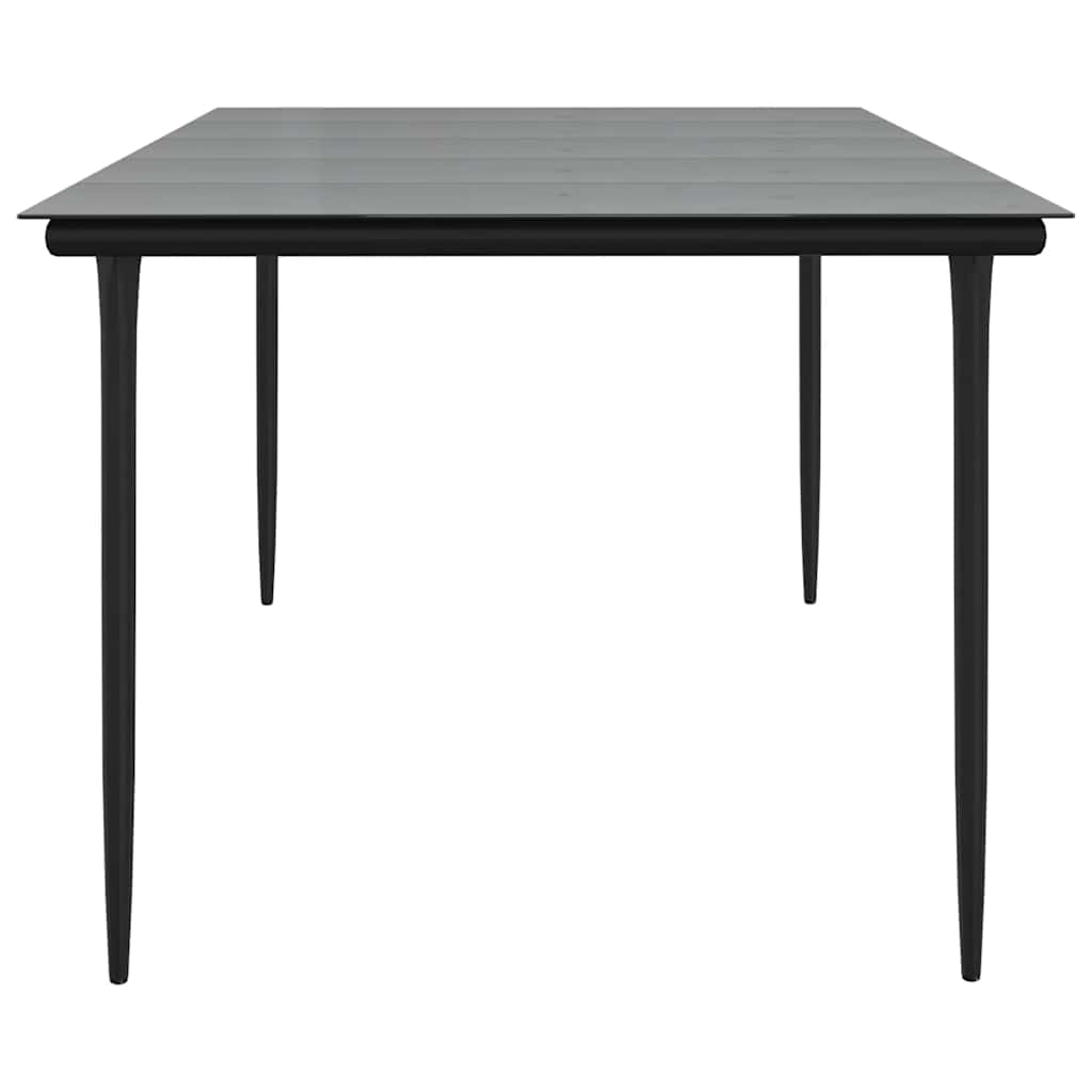 vidaXL Garden Dining Table Black 200x100x74cm Steel and Tempered Glass - 200 x 100 x 74 cm