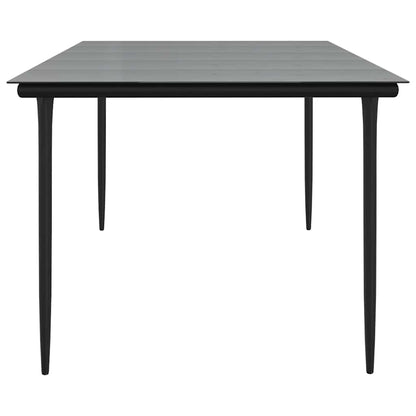 vidaXL Garden Dining Table Black 200x100x74cm Steel and Tempered Glass - 200 x 100 x 74 cm