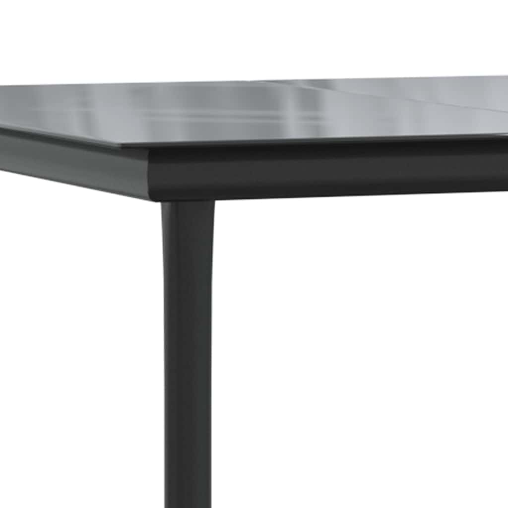 vidaXL Garden Dining Table Black 200x100x74cm Steel and Tempered Glass - 200 x 100 x 74 cm
