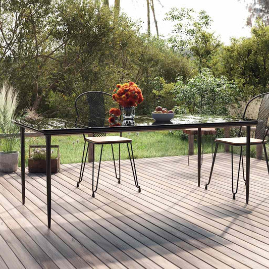 vidaXL Garden Dining Table Black 200x100x74cm Steel and Tempered Glass - 200 x 100 x 74 cm
