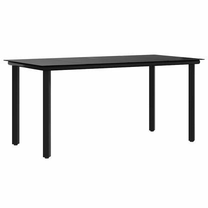 vidaXL Garden Dining Table Black 160x80x74cm Steel and Tempered Glass - 160 x 80 x 74 cm - 24428