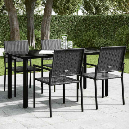 vidaXL Garden Dining Table Black 160x80x74cm Steel and Tempered Glass - 160 x 80 x 74 cm - 24428