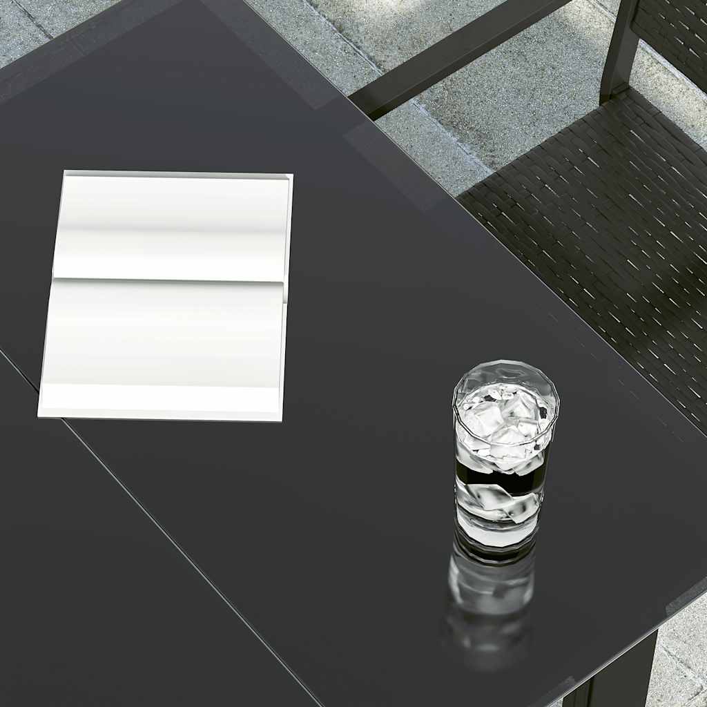 vidaXL Garden Dining Table Black 160x80x74cm Steel and Tempered Glass - 160 x 80 x 74 cm - 24428