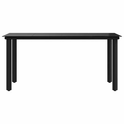 vidaXL Garden Dining Table Black 160x80x74cm Steel and Tempered Glass - 160 x 80 x 74 cm - 24428