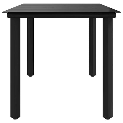 vidaXL Garden Dining Table Black 160x80x74cm Steel and Tempered Glass - 160 x 80 x 74 cm - 24428