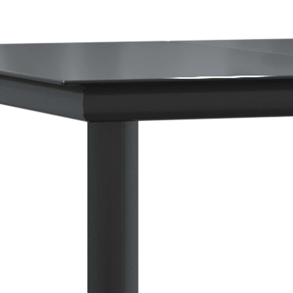 vidaXL Garden Dining Table Black 160x80x74cm Steel and Tempered Glass - 160 x 80 x 74 cm - 24428