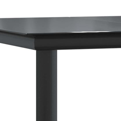 vidaXL Garden Dining Table Black 160x80x74cm Steel and Tempered Glass - 160 x 80 x 74 cm - 24428