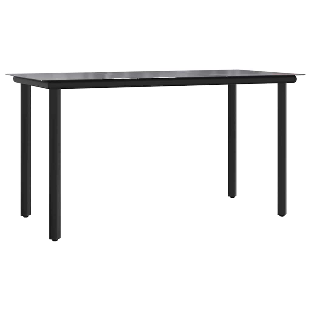 vidaXL Garden Dining Table Black 200x100x74cm Steel and Tempered Glass - 200 x 100 x 74 cm - 24430