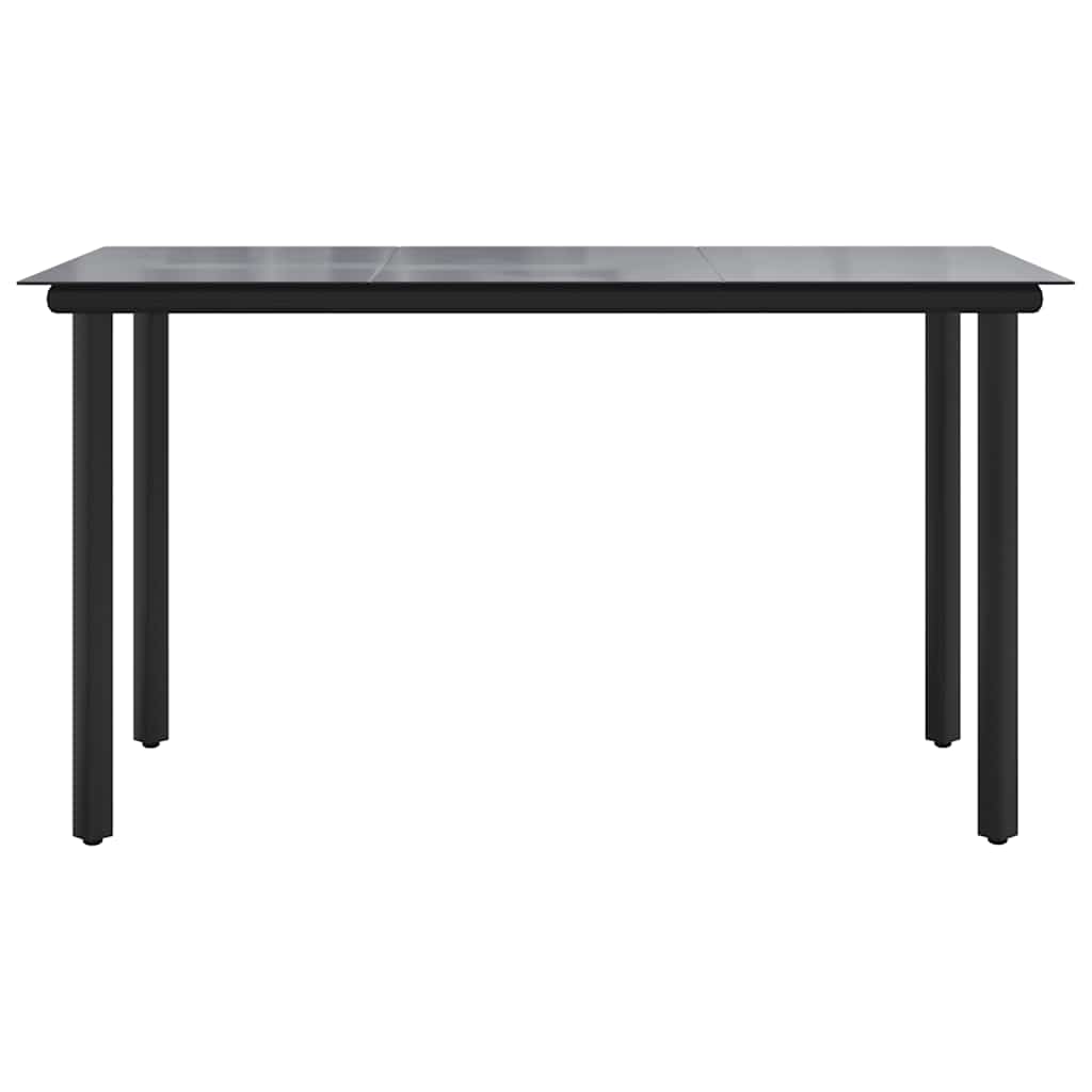 vidaXL Garden Dining Table Black 200x100x74cm Steel and Tempered Glass - 200 x 100 x 74 cm - 24430