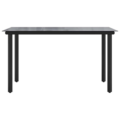 vidaXL Garden Dining Table Black 200x100x74cm Steel and Tempered Glass - 200 x 100 x 74 cm - 24430