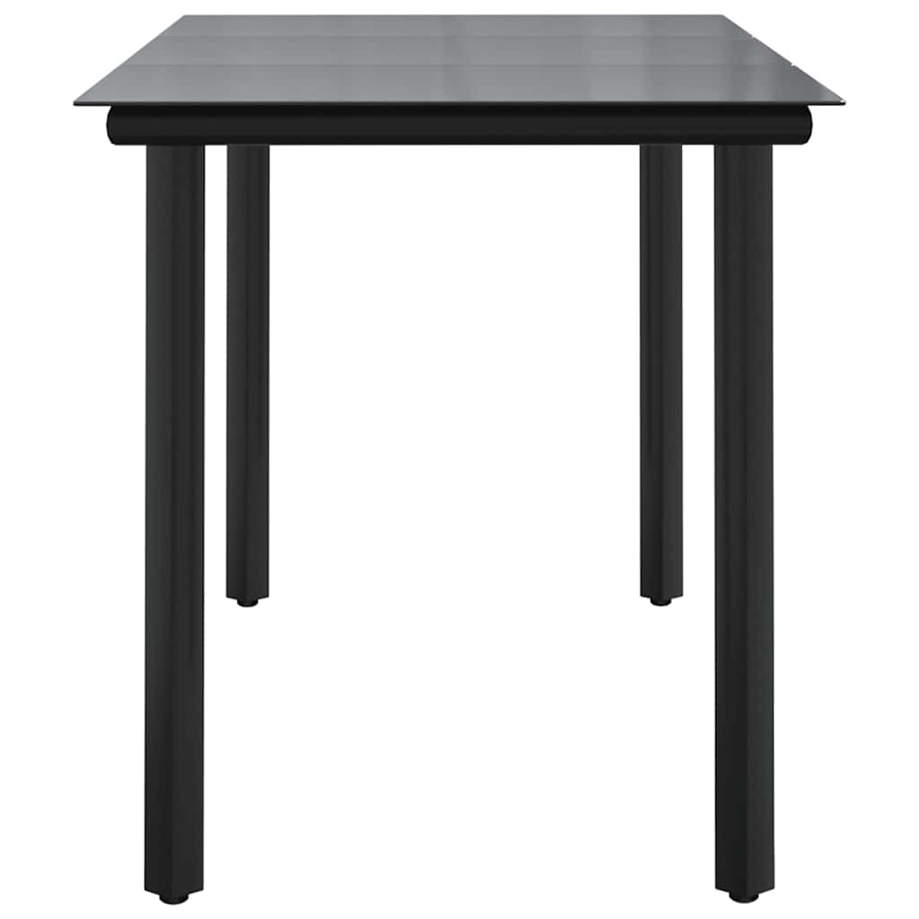 vidaXL Garden Dining Table Black 200x100x74cm Steel and Tempered Glass - 200 x 100 x 74 cm - 24430