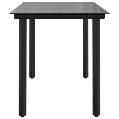 vidaXL Garden Dining Table Black 200x100x74cm Steel and Tempered Glass - 200 x 100 x 74 cm - 24430