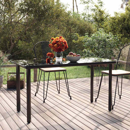 vidaXL Garden Dining Table Black 200x100x74cm Steel and Tempered Glass - 200 x 100 x 74 cm - 24430