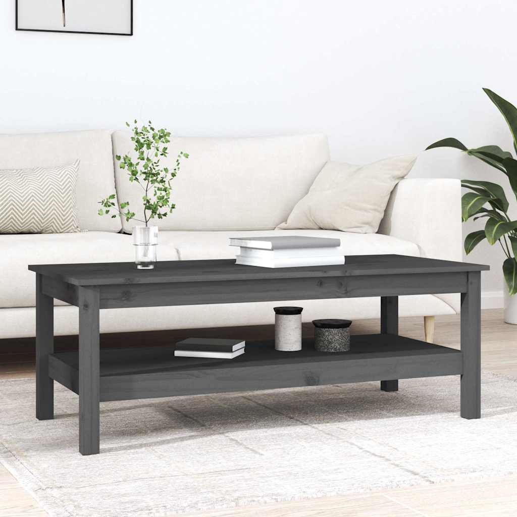 814276 vidaXL Coffee Table Grey 110x50x40 cm Solid Wood Pine