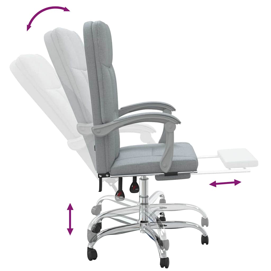 vidaXL Reclining Office Chair Light Grey Fabric
