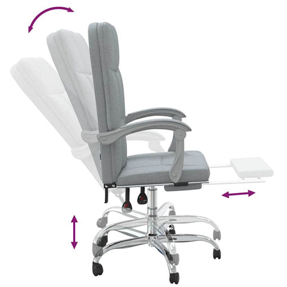vidaXL Reclining Office Chair Light Grey Fabric